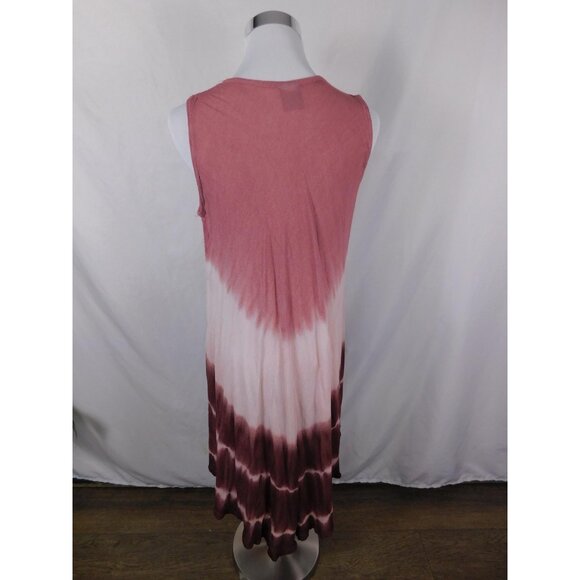 Seven Islands New York Dress Womens 2X Pink Burgundy Tie Dye Embroidered Rayon - Picture 6 of 12
